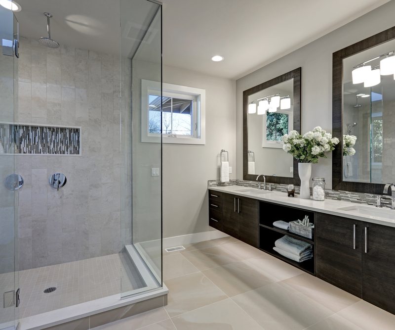 Remodeled bathroom with new stand up shower